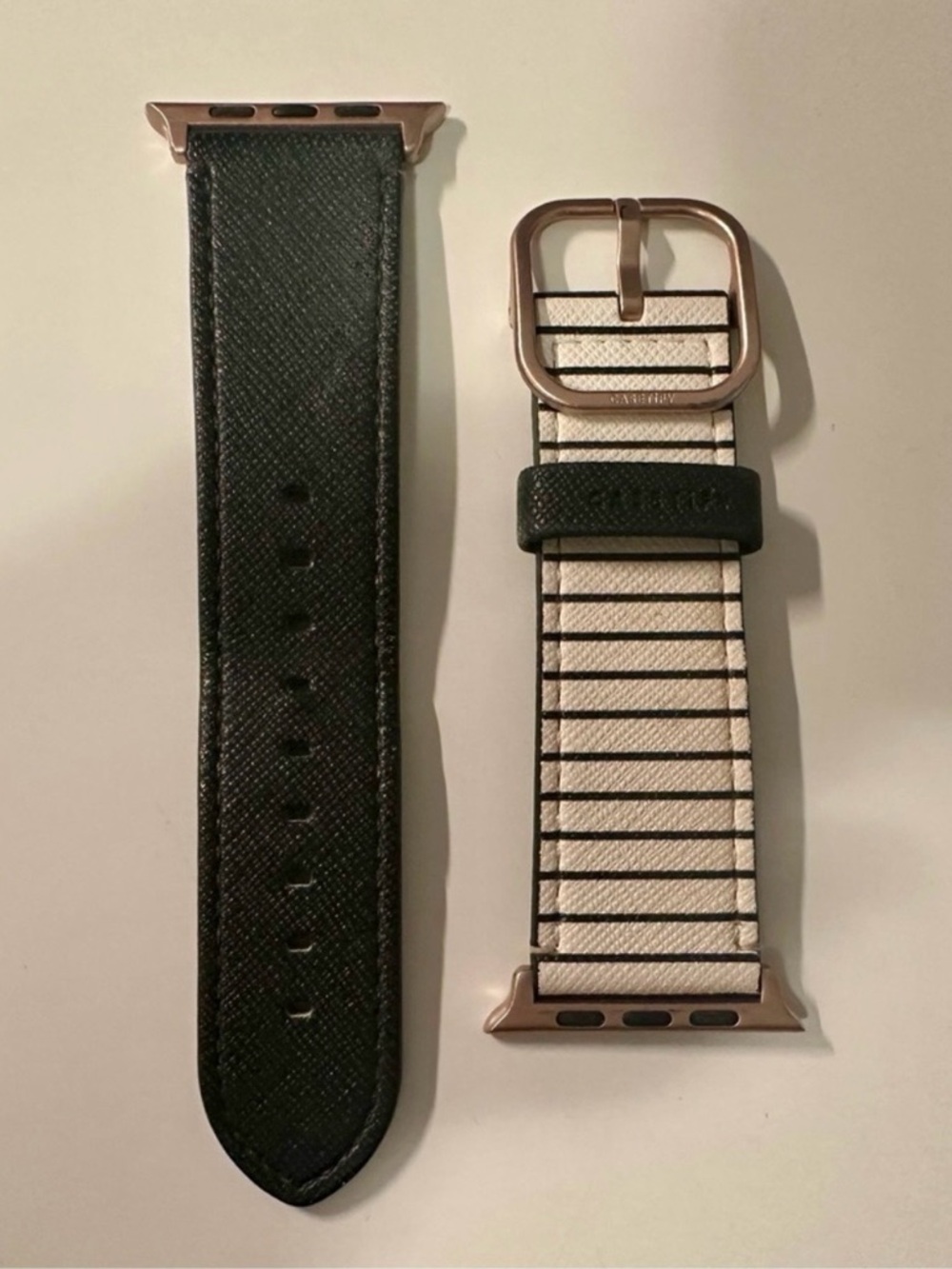 Casetify Striped Black and White Leather Apple Watch Band 42mm